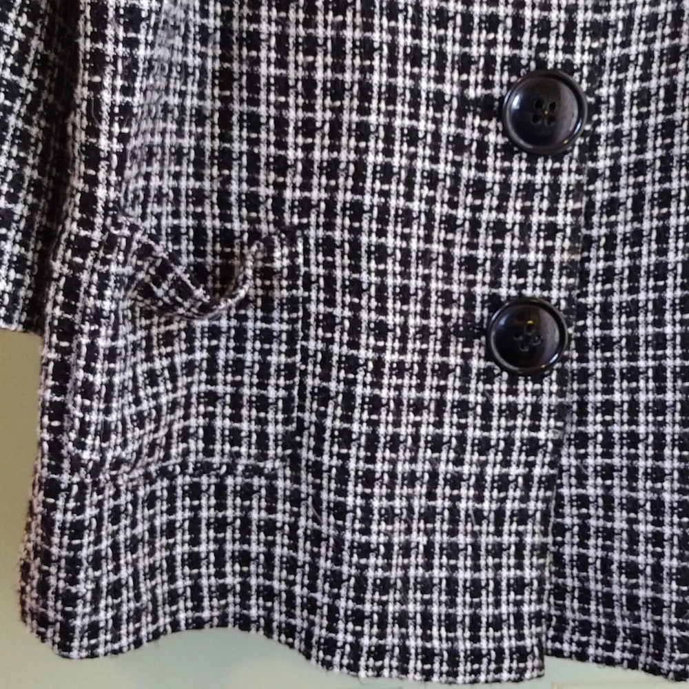 Women's Avenue 22/24 blouse jacket classic blk wht texture tweed - Picture 5 of 7